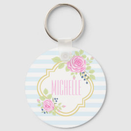 Llavero Monograma Fancy Pink Roses Blueberry Keychain
