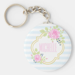 Llavero Monograma Fancy Pink Roses Blueberry Keychain
