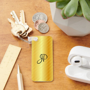 Llavero Monograma Faux Gold Elegant Modern Template