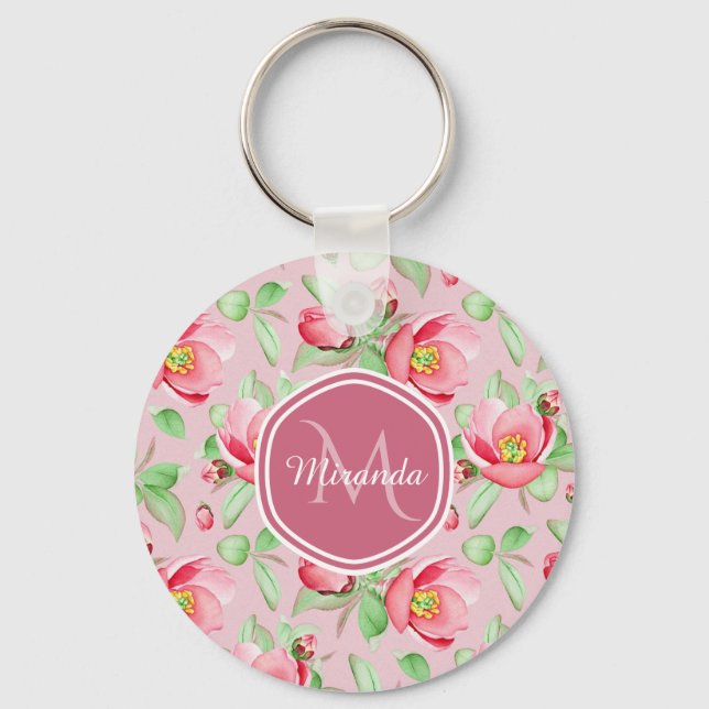 Llavero Monograma Flor de Manzano Rosa (Anverso)