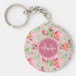 Llavero Monograma Flor de Manzano Rosa