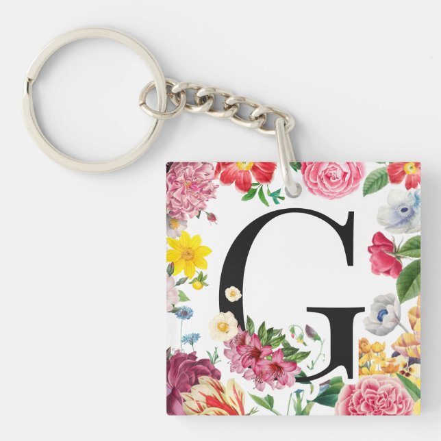 Llavero Monograma floral (Frente)