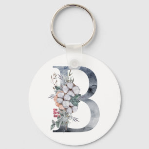 Llavero Monograma Floral Azul Primer B