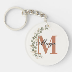 Llavero Monograma Floral Boho Personalizado