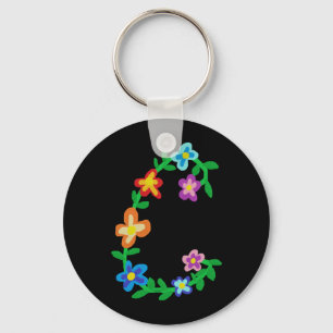 Llavero Monograma floral "C "