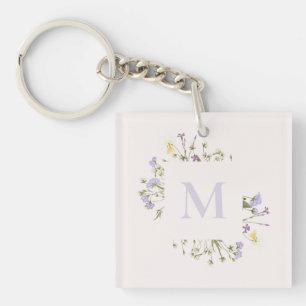 Llavero Monograma floral de acuarela