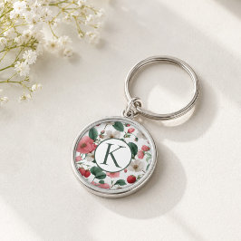 Llavero Monograma Floral de Bayas Personalizado