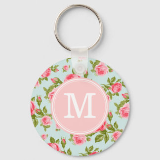 Llavero Monograma Floral de Rosas Girly Vintage