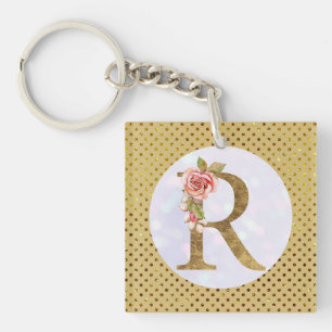Llavero Monograma Floral Personalizado, De la A a la Z