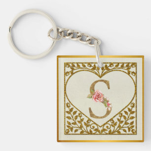 Llavero Monograma Floral Personalizado, De la A a la Z