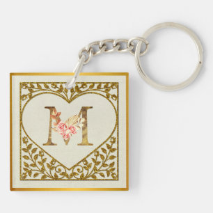 Llavero Monograma Floral Personalizado, de la A a la Z
