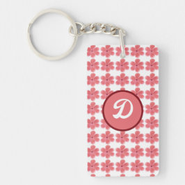 Llavero monograma floral retro inicial lindo personalizado