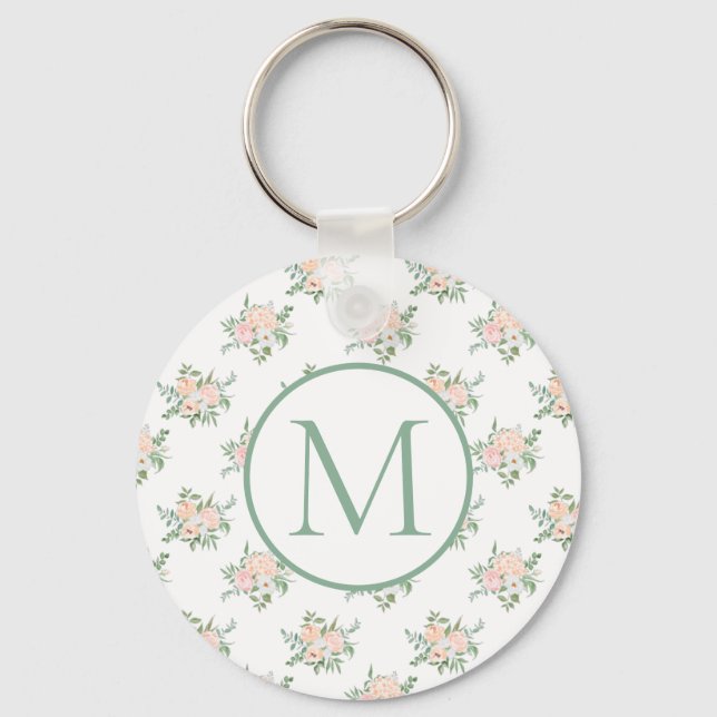 Llavero Monograma Floral rosa (Anverso)