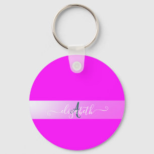 Llavero Monograma fluorescente rosa
