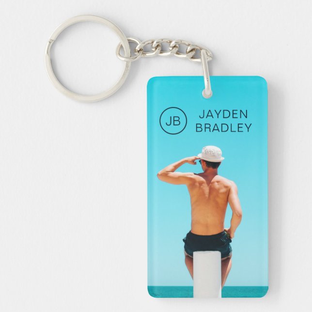 Llavero Monograma Foto Personalizado Nombre personalizado (Frente)