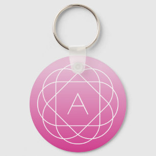 Llavero Monograma geométrico floral Ómbre sombreado rosa