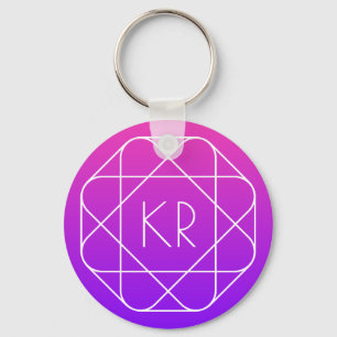 Llavero Monograma geométrico genial Violeta magenta púrp