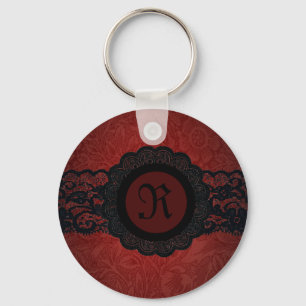 Llavero Monograma gótico de Steampunk Vampire Red Lace