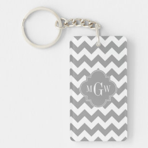 Llavero Monograma gris blanco gris de Chevron DK
