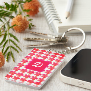 Llavero monograma inicial botánico lindo floral personaliz