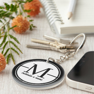 Llavero Monograma Inicial Minimalista Moderno en Acrílico