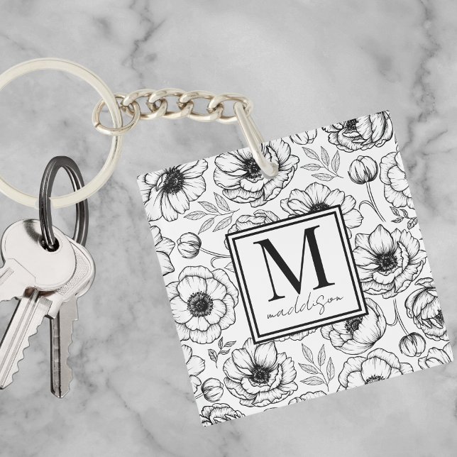 Llavero Monograma inicial personalizado y elegante (Stylish Personalized Initial Monogram Keychain)
