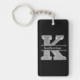 Llavero Monograma K inicial plateado personalizado Su nomb