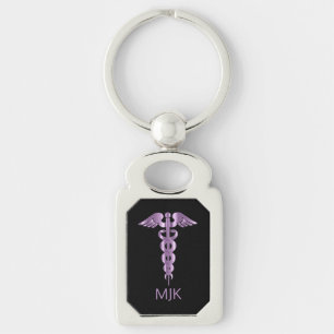 Llavero Monograma Lavender CaduceusKeychain