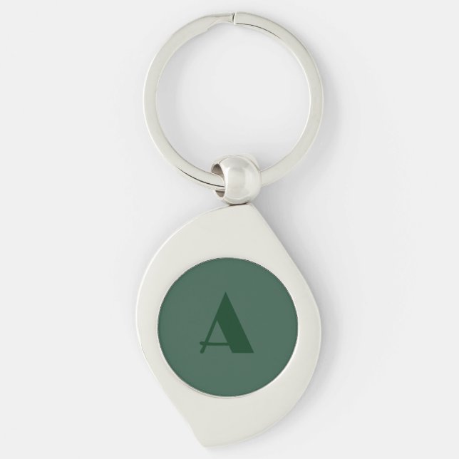 Llavero Monograma Letra inicial personalizado Retro verde  (Anverso)