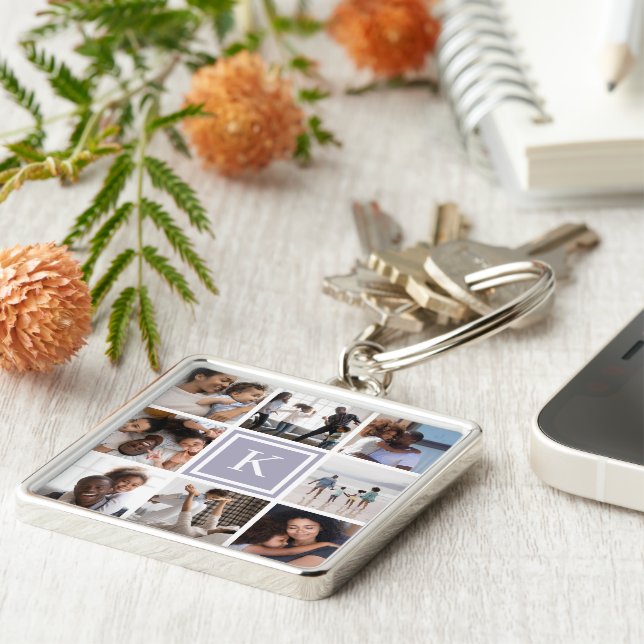 Llavero Monograma Lilac 8 Collage de fotos (Lado)