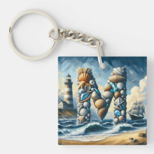 Llavero Monograma M del faro marino oceánico marino