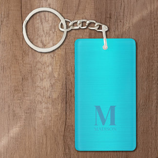 Llavero Monograma metálico azul Aqua