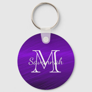 Llavero Monograma Metalizado Glam Purple Faux