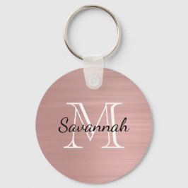 Llavero Monograma Metalizado Glam Rosa Gold Faux