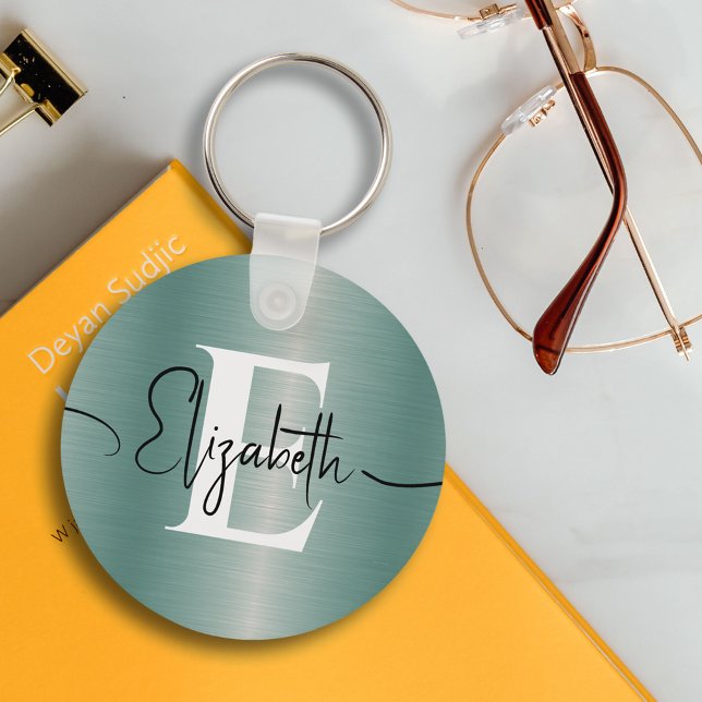 Llavero Monograma Metalizado y nombre de guión cepillado d (Subido por el creador)