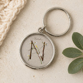 Llavero Monograma Minimalista N: Flores y Enredaderas Deli