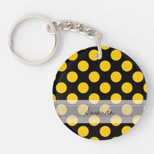 Llavero Monograma Moda de color amarillo negro Patrón de 