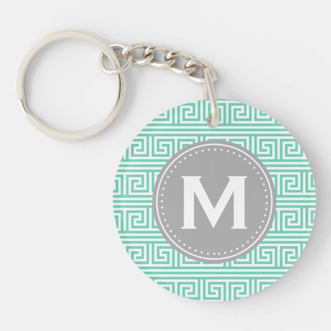 Llavero Monograma Modelo de clave griega moderna de la Fáb (Frente)