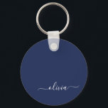 Llavero Monograma moderno azul y blanco de la Marina<br><div class="desc">Presentamos nuestra colección de Monogramas Moderno Azul y Blanco de la Marina: Eleva tu decoración de casa con nuestra sofisticada colección con un diseño contemporáneo de color azul marino y blanco. Cada una de las piezas está meticulosamente diseñada para exudar elegancia y estilo, perfecto para añadir un toque de modernidad...</div>