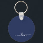 Llavero Monograma moderno azul y blanco de la Marina<br><div class="desc">Presentamos nuestra colección de Monogramas Moderno Azul y Blanco de la Marina: Eleva tu decoración de casa con nuestra sofisticada colección con un diseño contemporáneo de color azul marino y blanco. Cada una de las piezas está meticulosamente diseñada para exudar elegancia y estilo, perfecto para añadir un toque de modernidad...</div>
