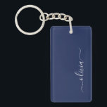 Llavero Monograma moderno azul y blanco de la Marina<br><div class="desc">Presentamos nuestra colección de Monogramas Moderno Azul y Blanco de la Marina: Eleva tu decoración de casa con nuestra sofisticada colección con un diseño contemporáneo de color azul marino y blanco. Cada una de las piezas está meticulosamente diseñada para exudar elegancia y estilo, perfecto para añadir un toque de modernidad...</div>