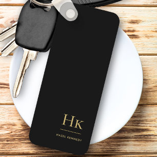 Llavero Monograma moderno clásico Minimalista oro negro