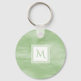 Llavero Monograma moderno de mármol suave verde claro