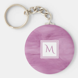 Llavero Monograma moderno de mármol sutil morado simple
