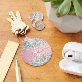 Llavero Monograma moderno del Purpurina de imitación holog