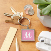 Monograma moderno elegante rosa y blanco