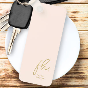 Llavero Monograma Moderno Guión Mínimo Iniciales Rubor Gol