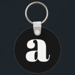 Llavero Monograma moderno Letra inicial Blanco negro simpl<br><div class="desc">Cadena de teclas con monograma moderno en blanco y negro simple</div>
