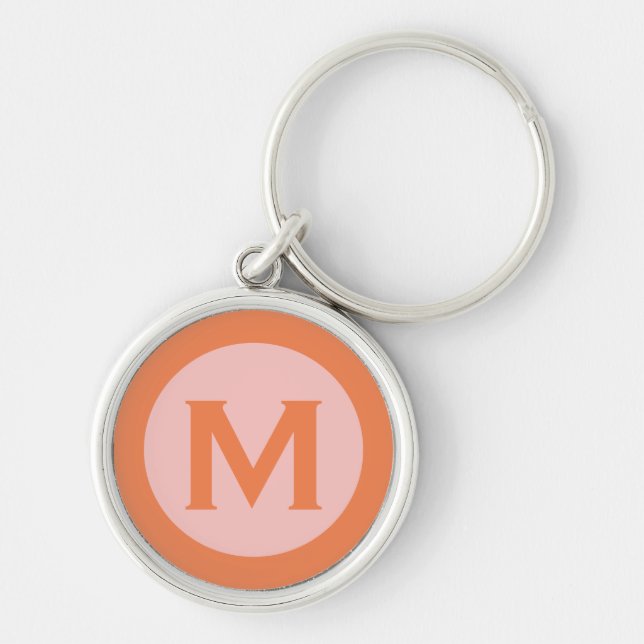 Llavero Monograma moderno Letra inicial Naranja rosa (Frente)