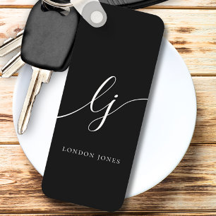 Llavero Monograma moderno minimalista elegante blanco negr
